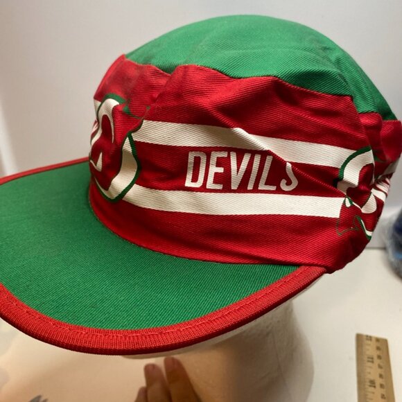 Vintage 80s New Jersey Devils 100% Cotton M/L NHL Hockey Painter Hat Rare - Picture 7 of 12